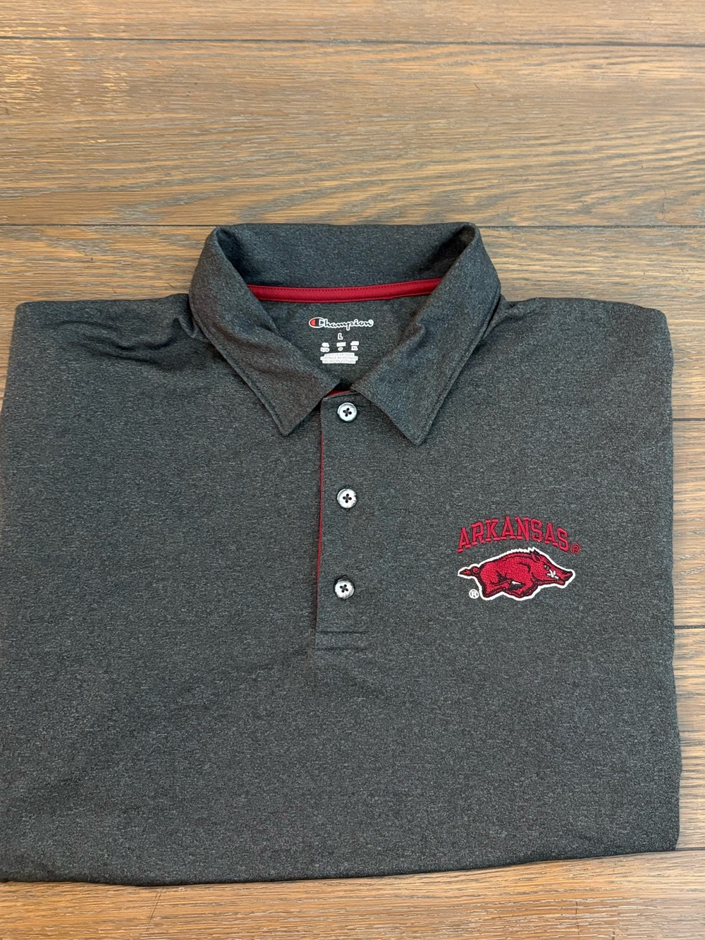Champion Arkansas Razorback Embroidered Men's Maroon and Gray Polo Size L